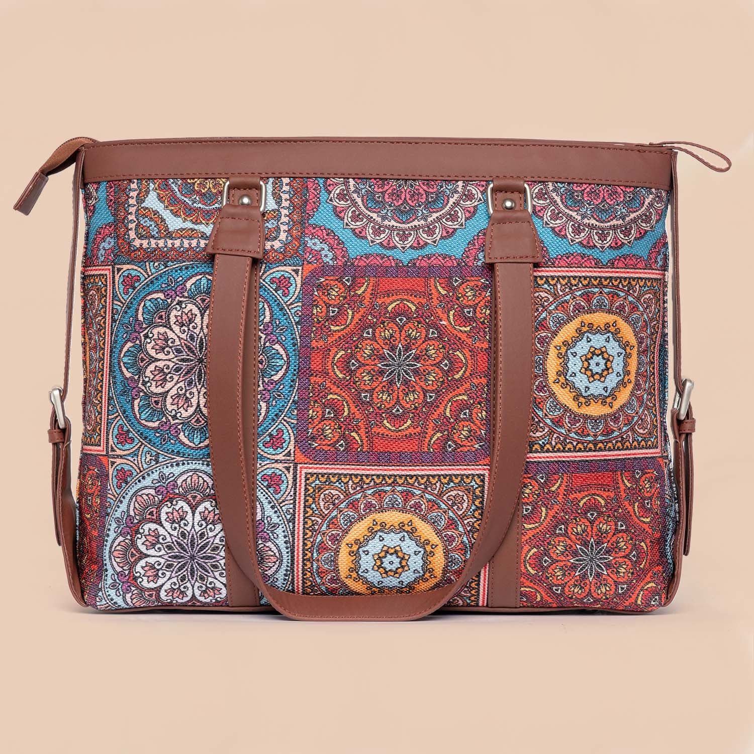 Multicolor Mandala Print - Women's Office Bag & Chain Wallet Combo