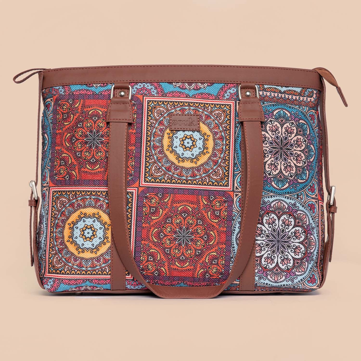 Multicolor Mandala Print - Women's Office Bag & Chain Wallet Combo