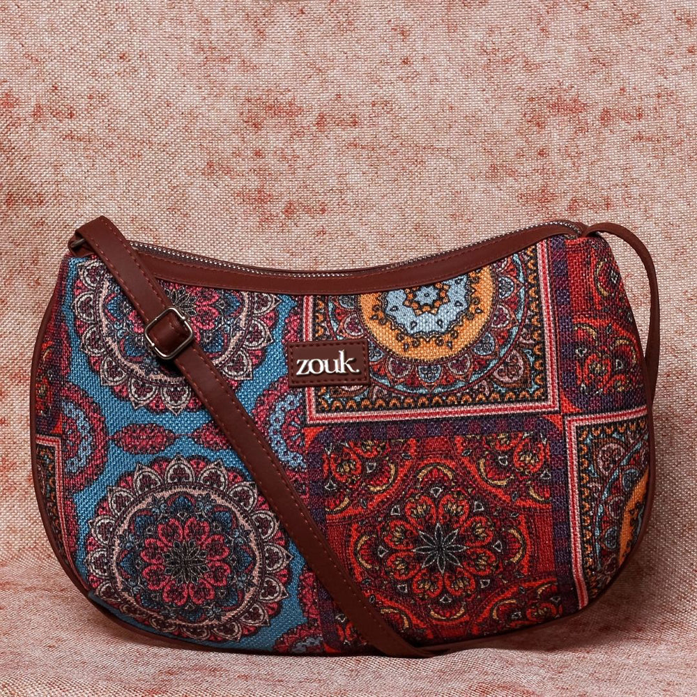 Multicolor Mandala Print Structured Shoulder Bag