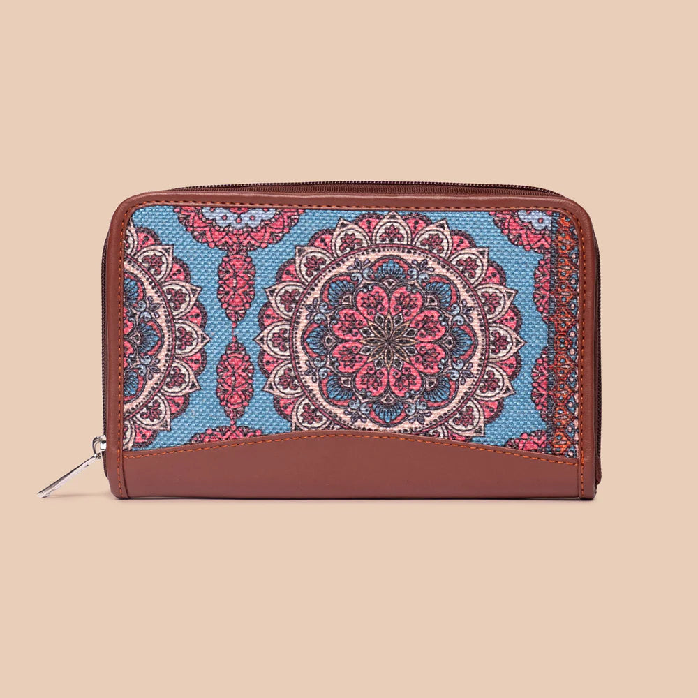 Multicolor Mandala Print Structured Shoulder Bag and Chain Wallet (CFC) Combo