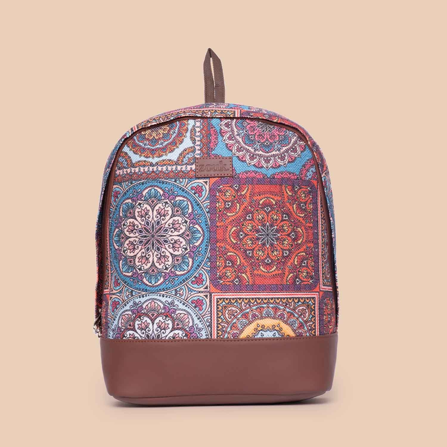 ZIP-Multicolor Mandala Print Dome Daypack