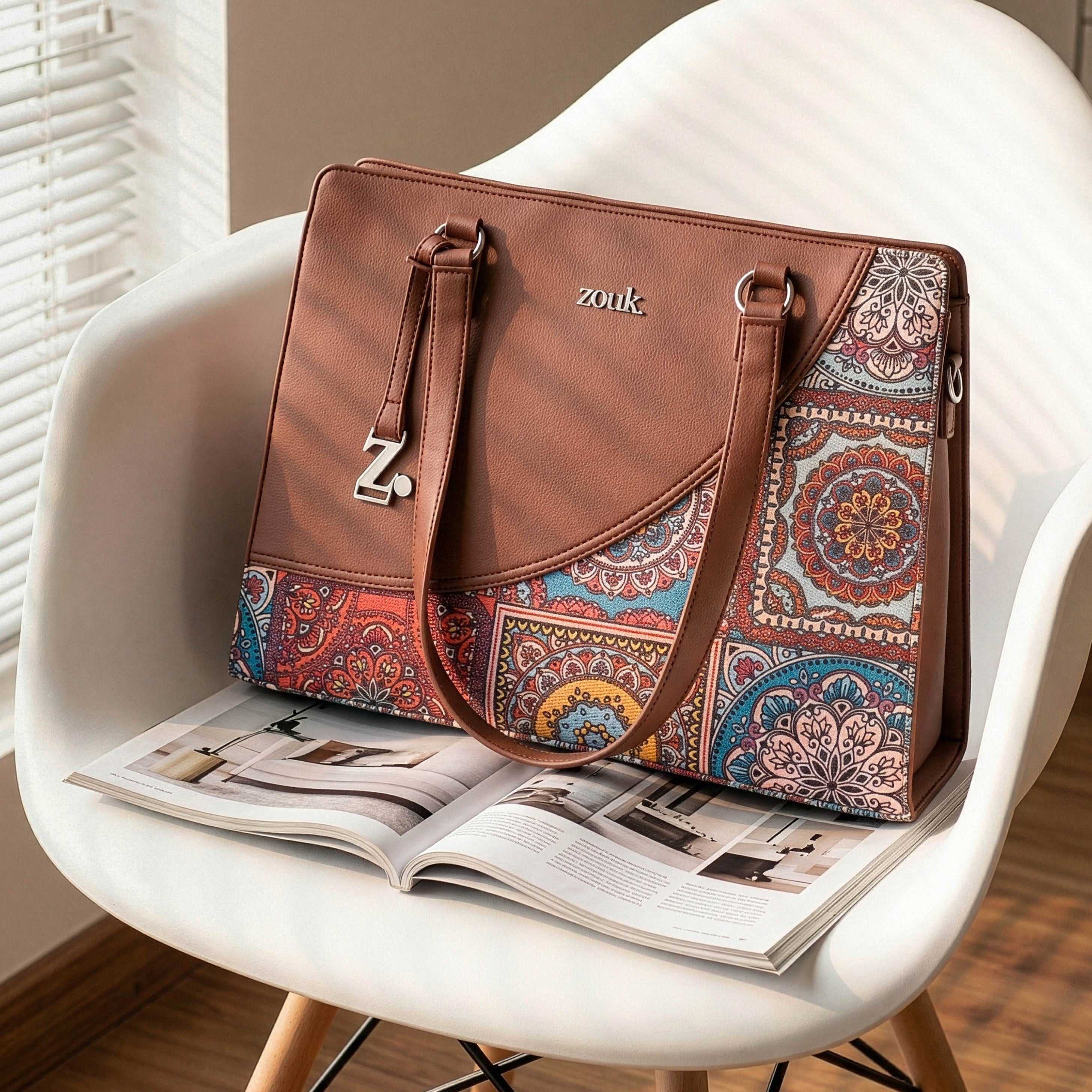 ZIP-Multicolor Mandala Print Office Essential Bag