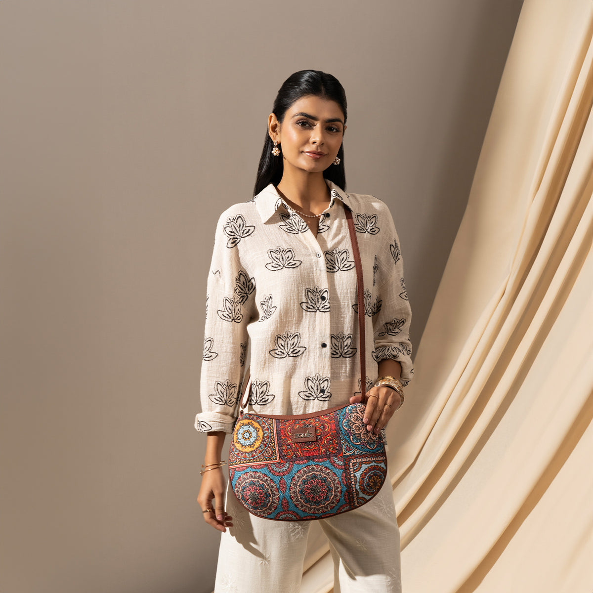 Multicolor Mandala Structured Shoulder Bag
