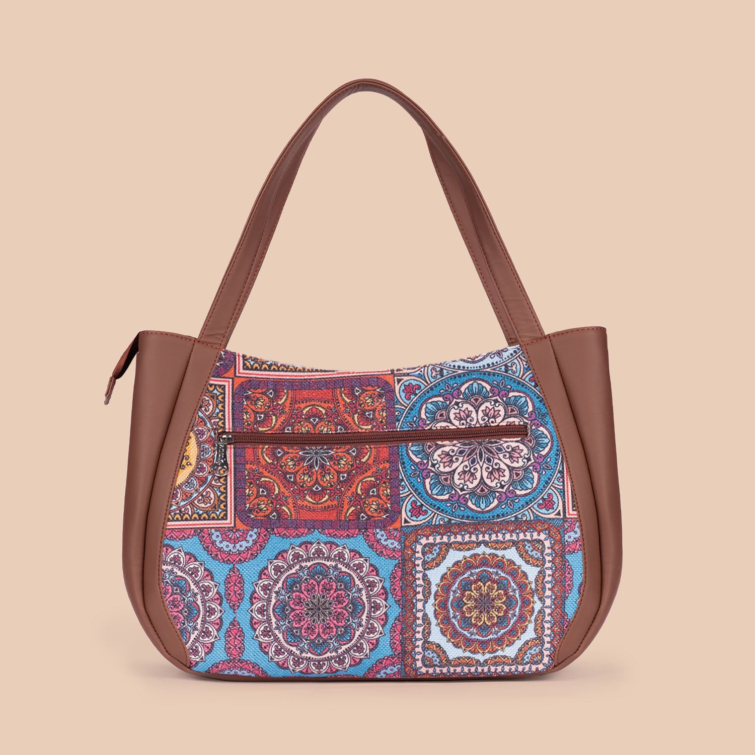 Multicolor Mandala Print & Mughal Art Multicolor - Luna Handbag & Chain Wallet Combo