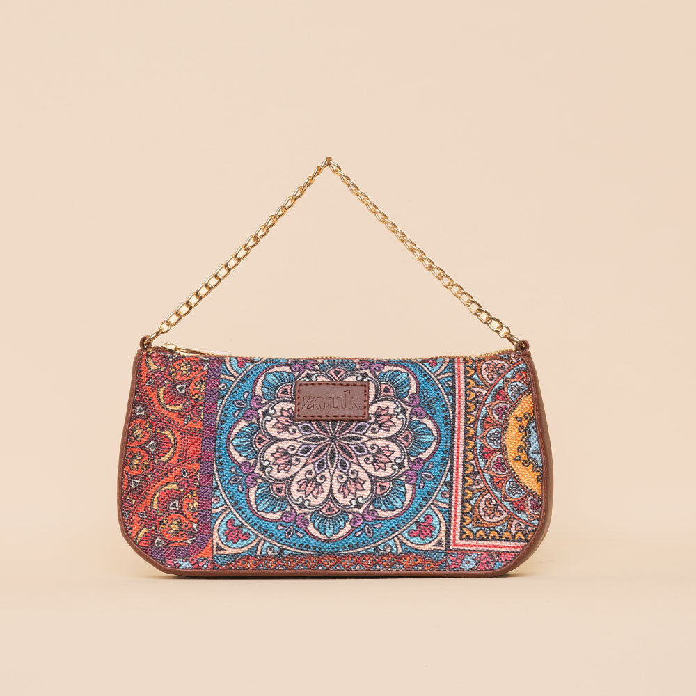 ZIP-Multicolor Mandala Print Baguette