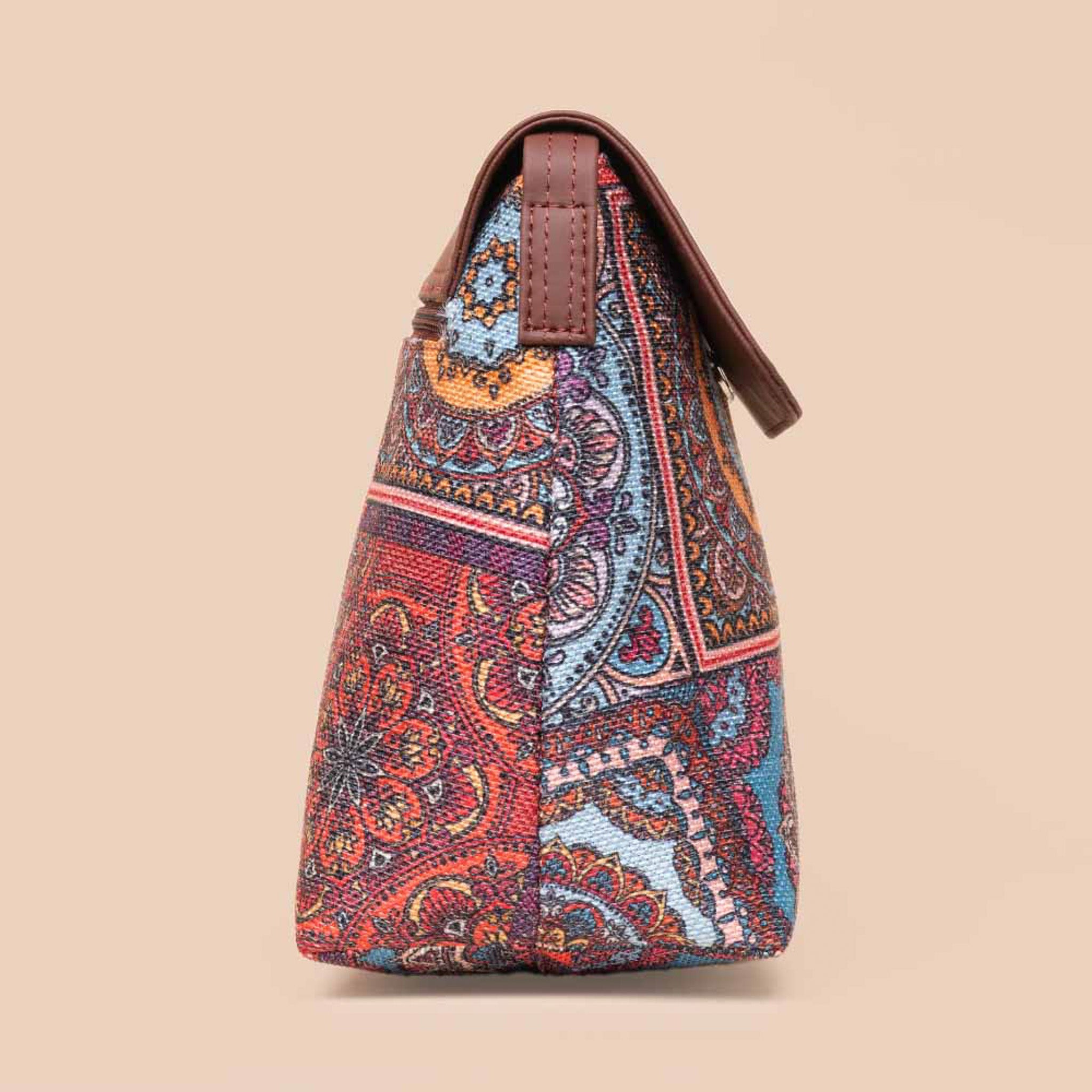 Nawabi Couture & Multicolor Mandala Print - Women's Work Bag & Flap Sling Bag Combo
