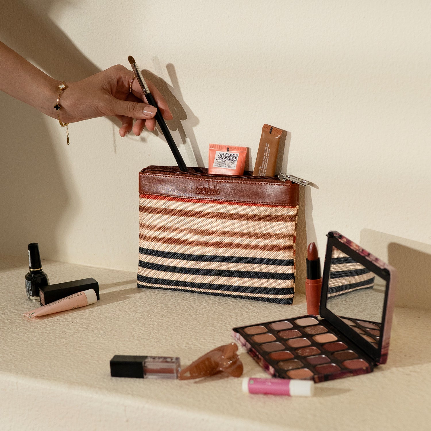 Qutub Stripes Cosmetic Pouch At 199