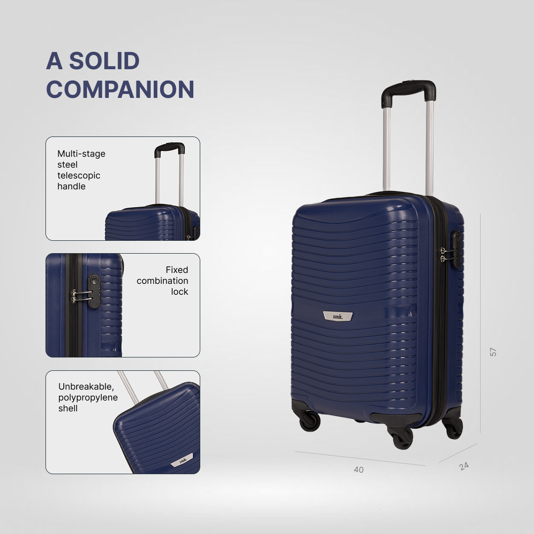 Navy Zoya Trolley Bag (Cabin)