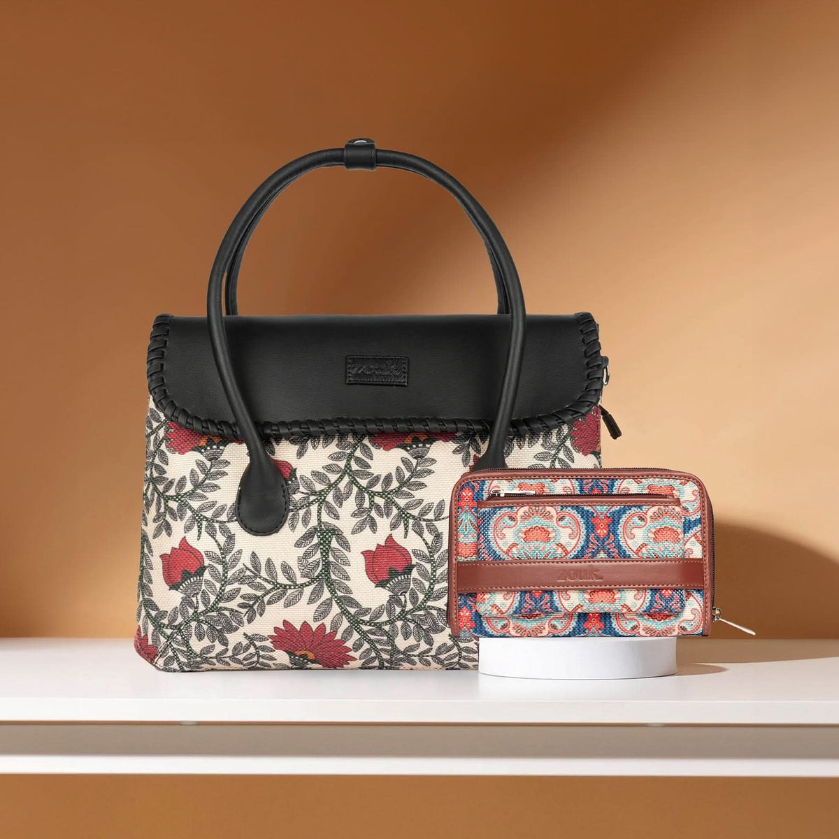 Nawabi Couture & Kovil Blue - SAK Satchel & Classic Zipper Wallet Combo