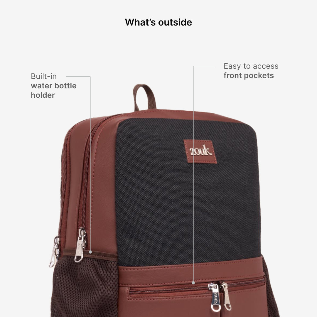 Jet Black Office Backpack (Brown)