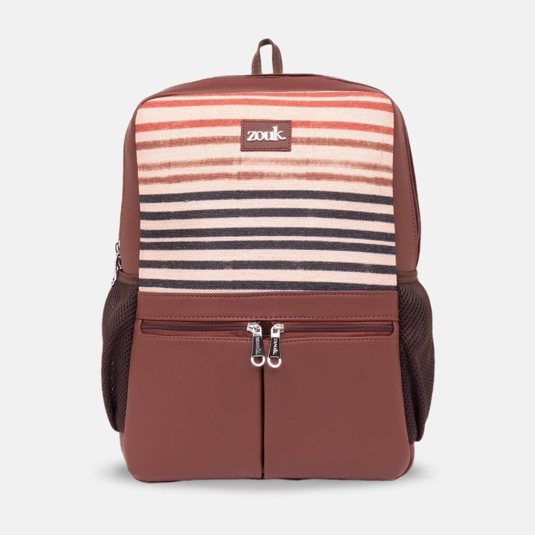 Qutub Stripes Office Backpack (Brown)