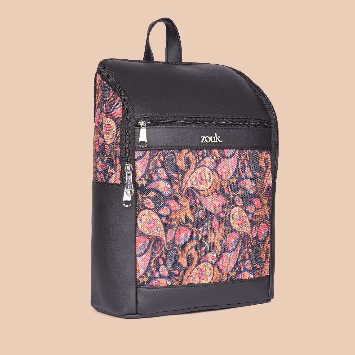 Amalia Laptop Backpack (Black) - Paisley Print