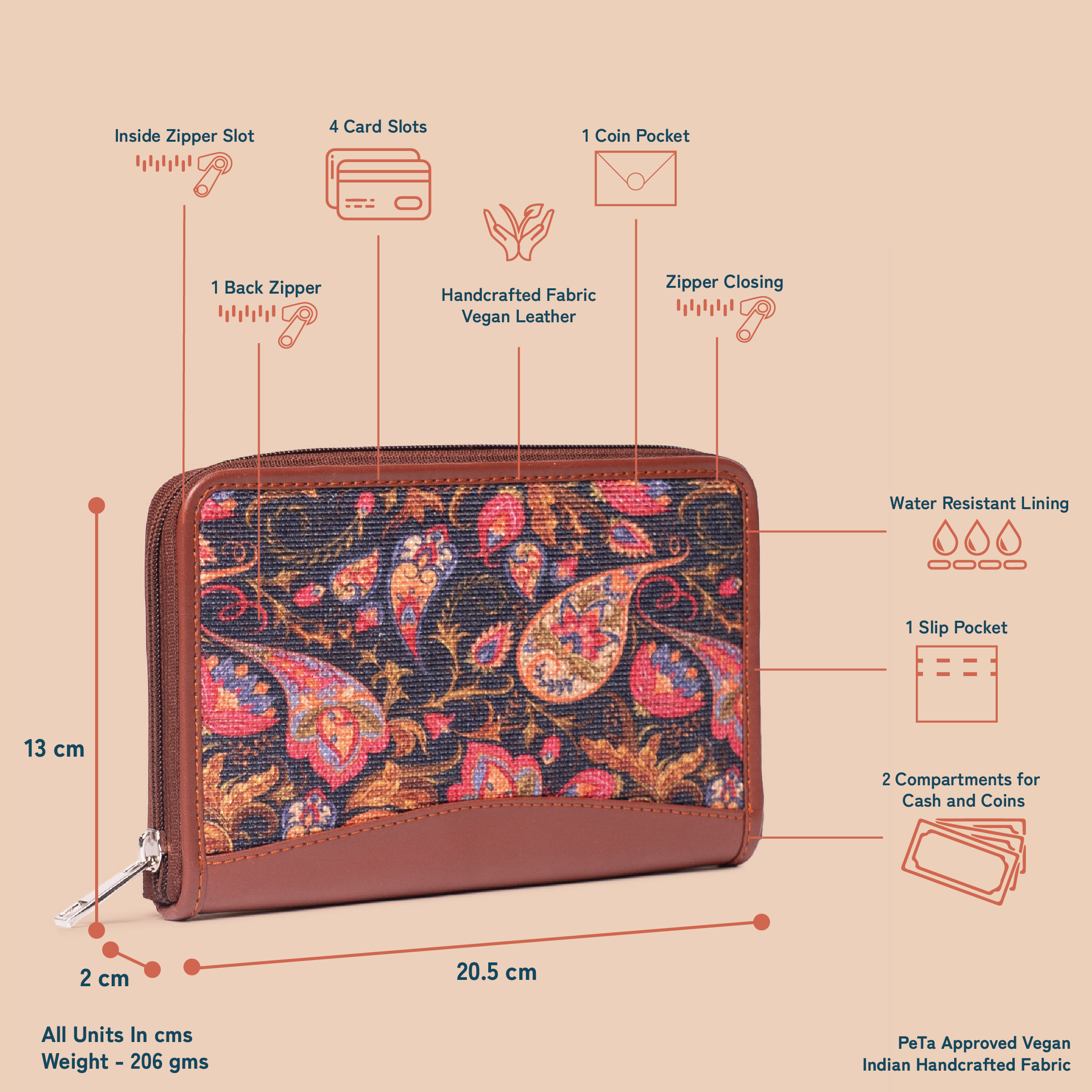 Paisley Print Chain Wallet