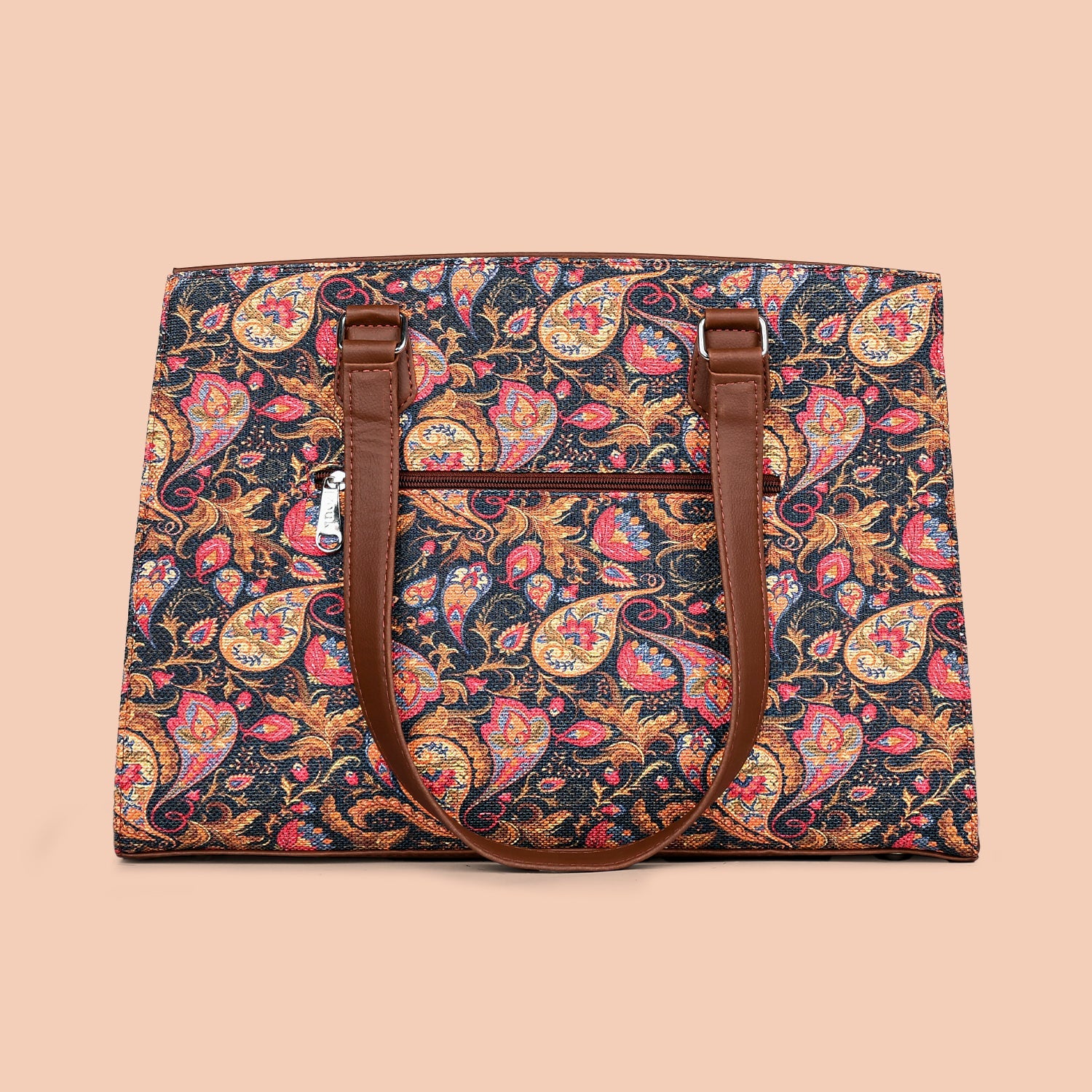 ZIP-Paisley Print Statement Business Bag
