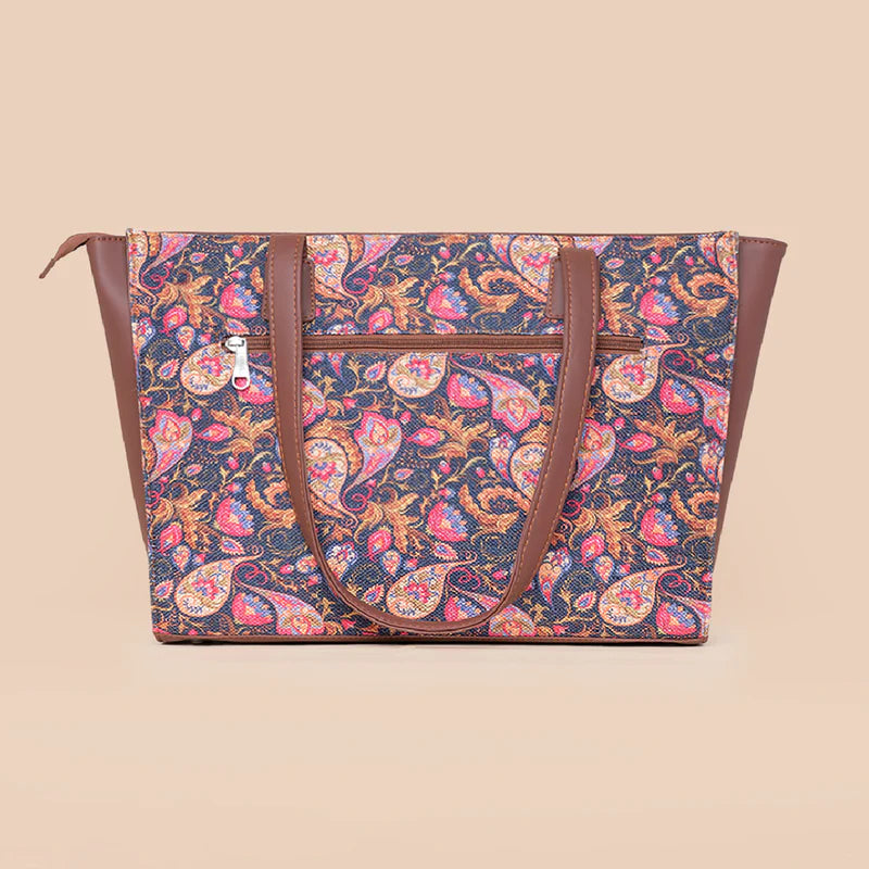 Paisley Print & Ikat GreRe - Office Tote Bag & Flap Sling Bag Combo