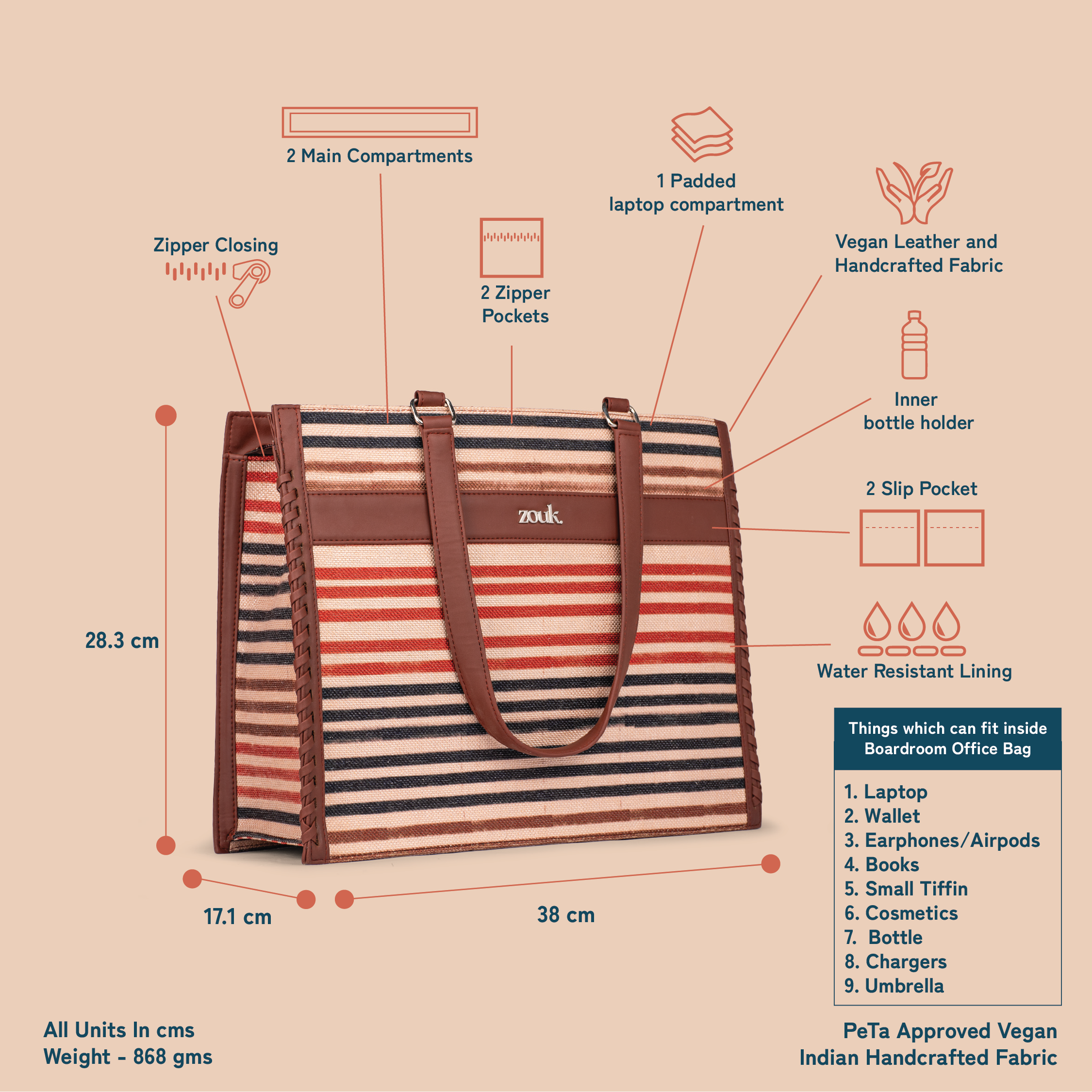 Qutub Stripes Boardroom Office Bag