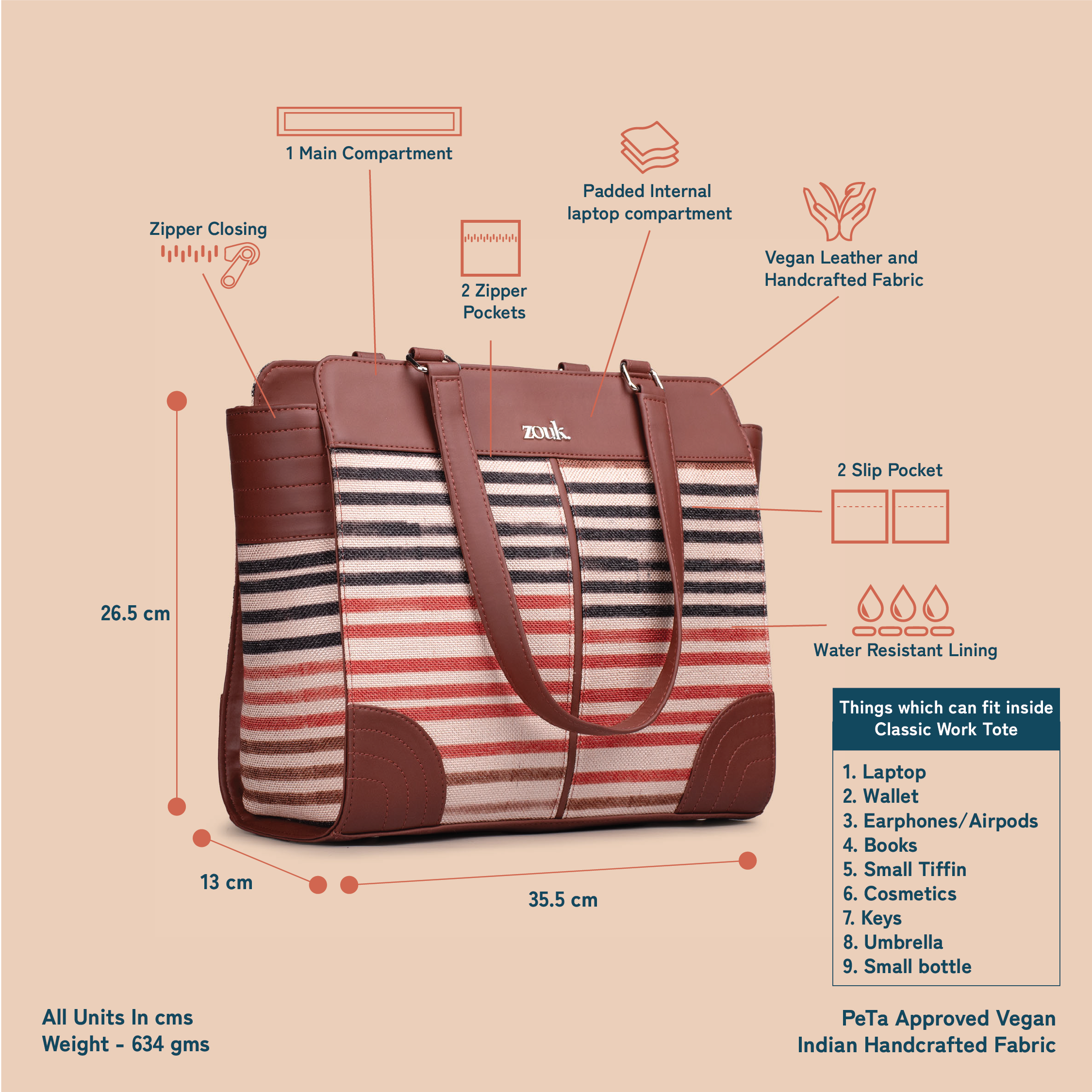 Qutub Stripes Classic Work Tote