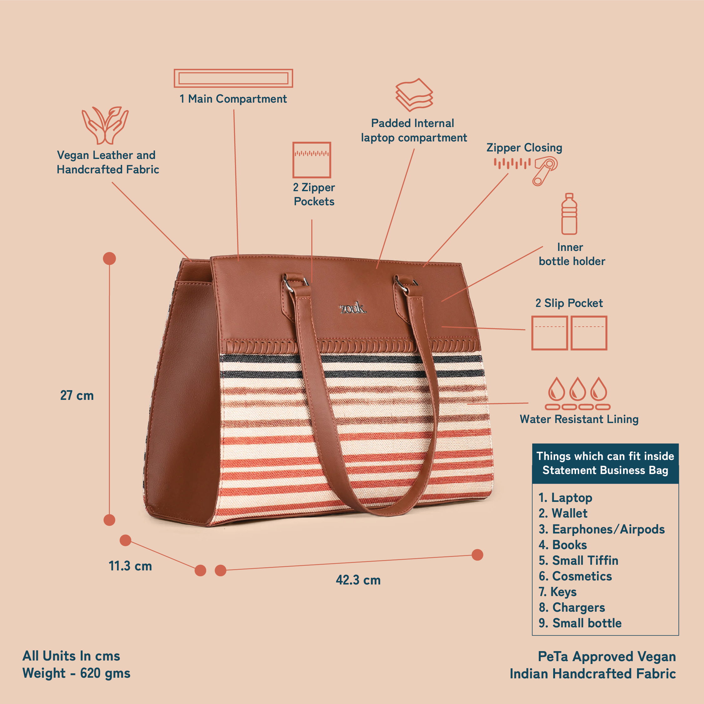 Qutub Stripes Statement Business Bag