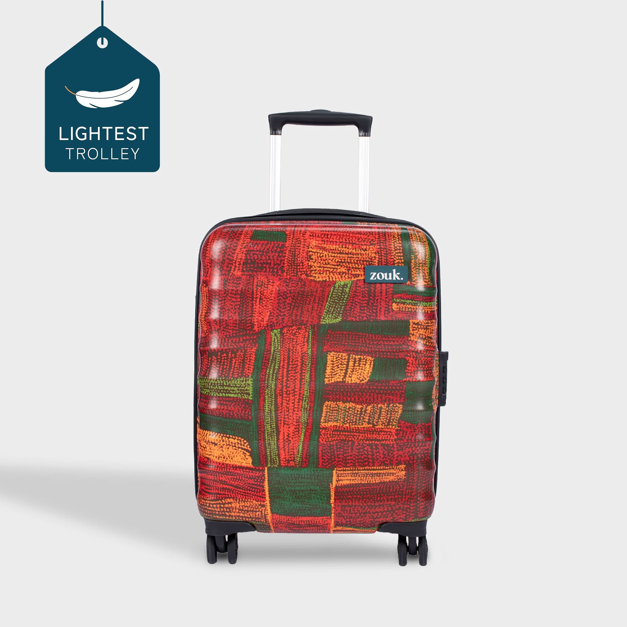 Indus Lattice Red Amorah Trolley Bag (Cabin)