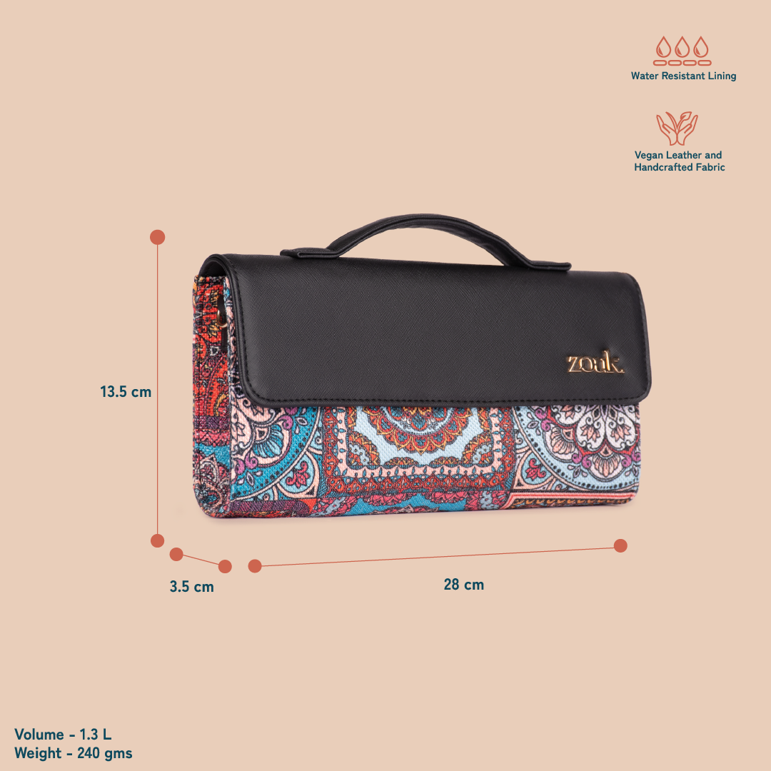 Rhea Kapoor Clutch - Multicolor Mandala Print