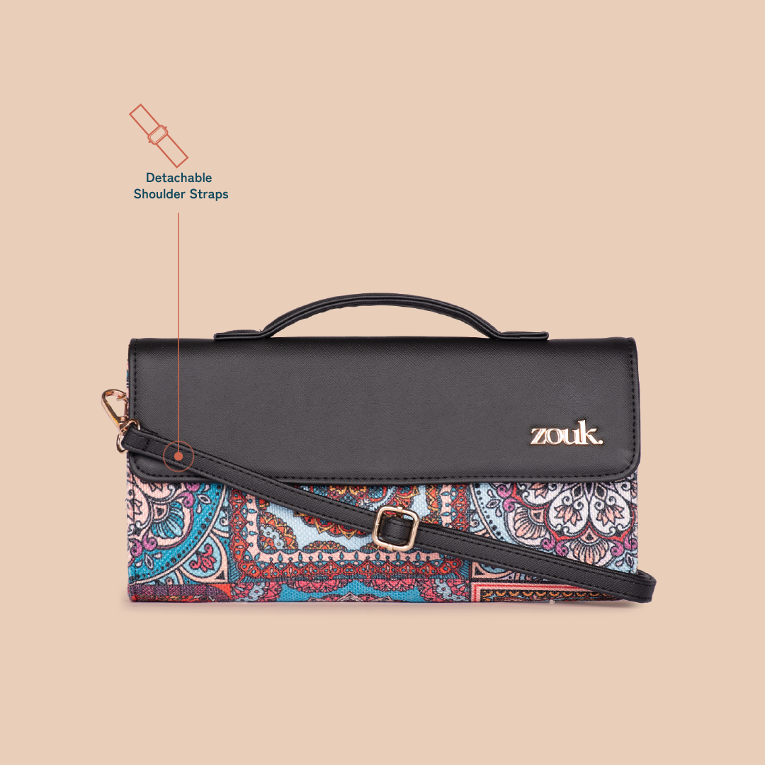 Rhea Kapoor Clutch - Multicolor Mandala Print