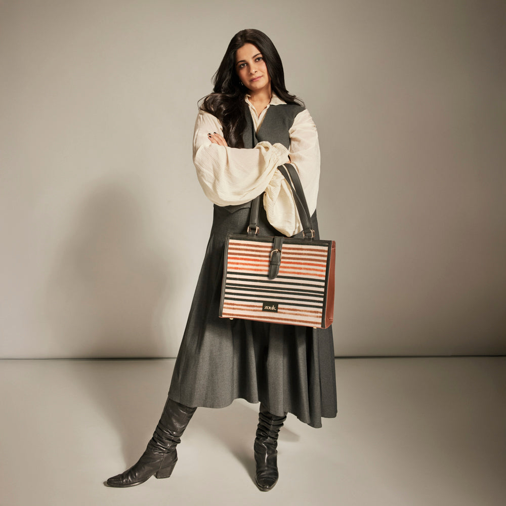 ZIP-Rhea Kapoor Office Bag - Qutub Stripes