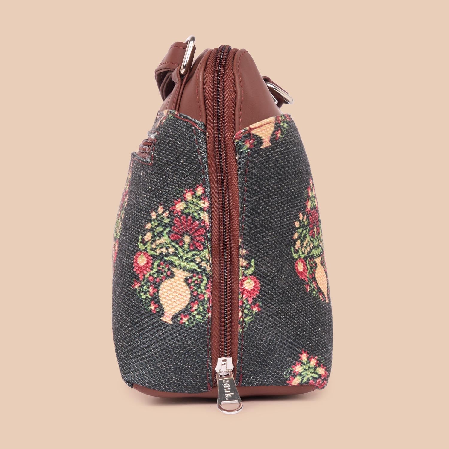 Royal Green Mogra Print OOO Sling Bag