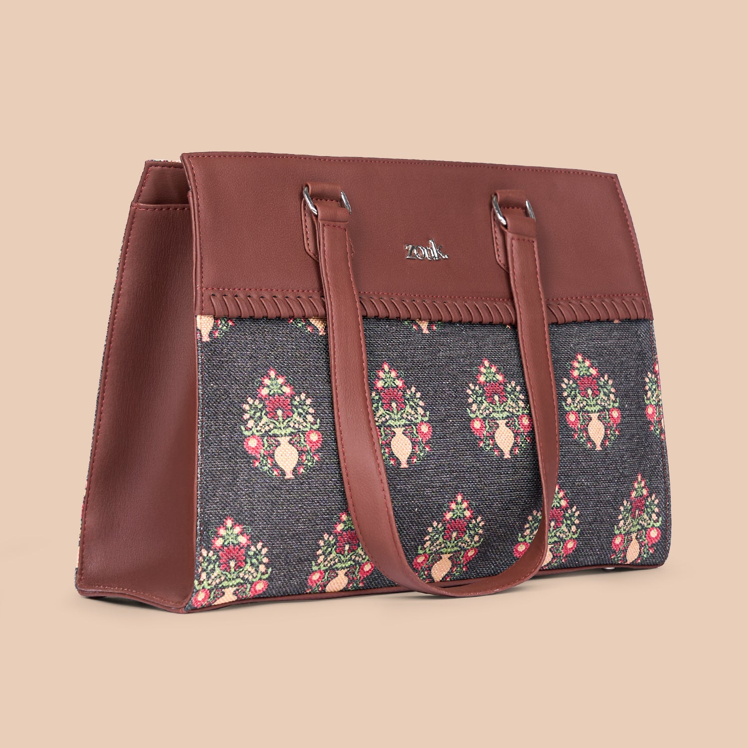 Royal Green Mogra Print Statement Business Bag