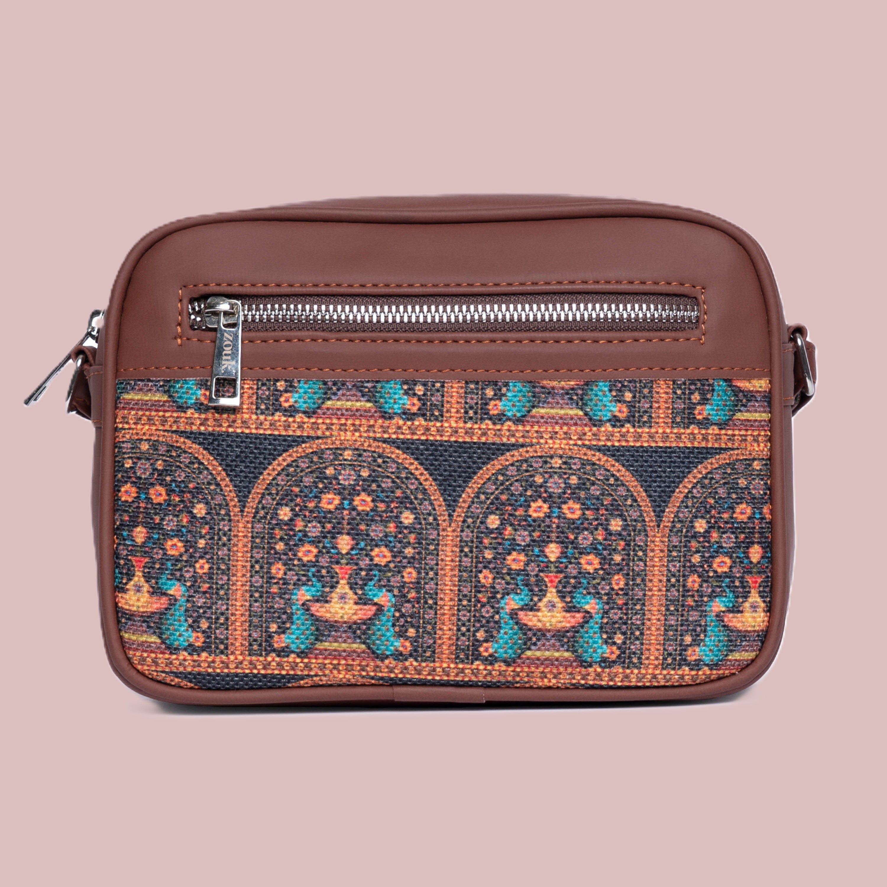 Royal Indian Peacock Motif Sling Bag