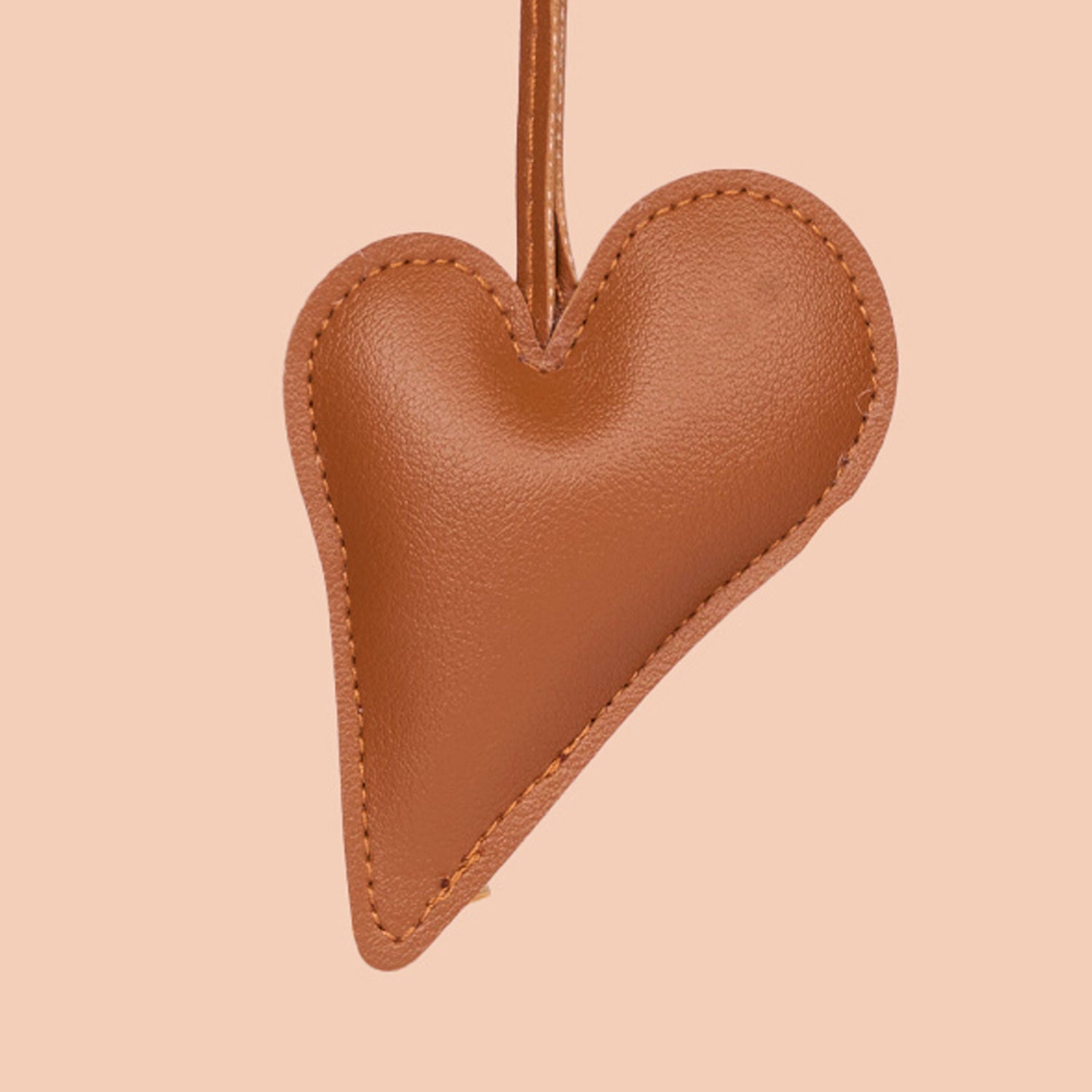Big Heart Bag Charm - Tan