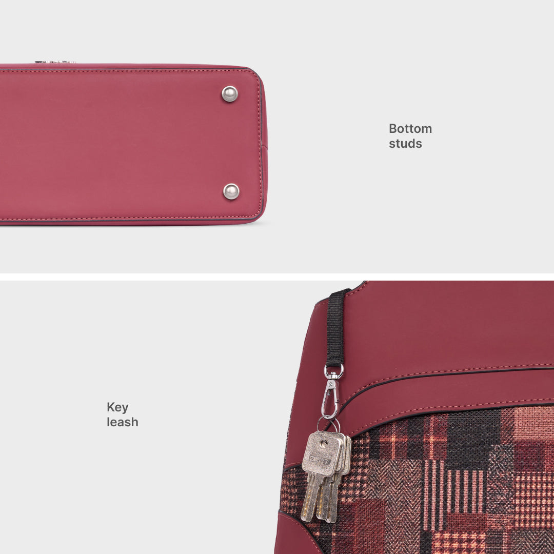 Chirala Plaid Studio Office Bag (Cranberry)