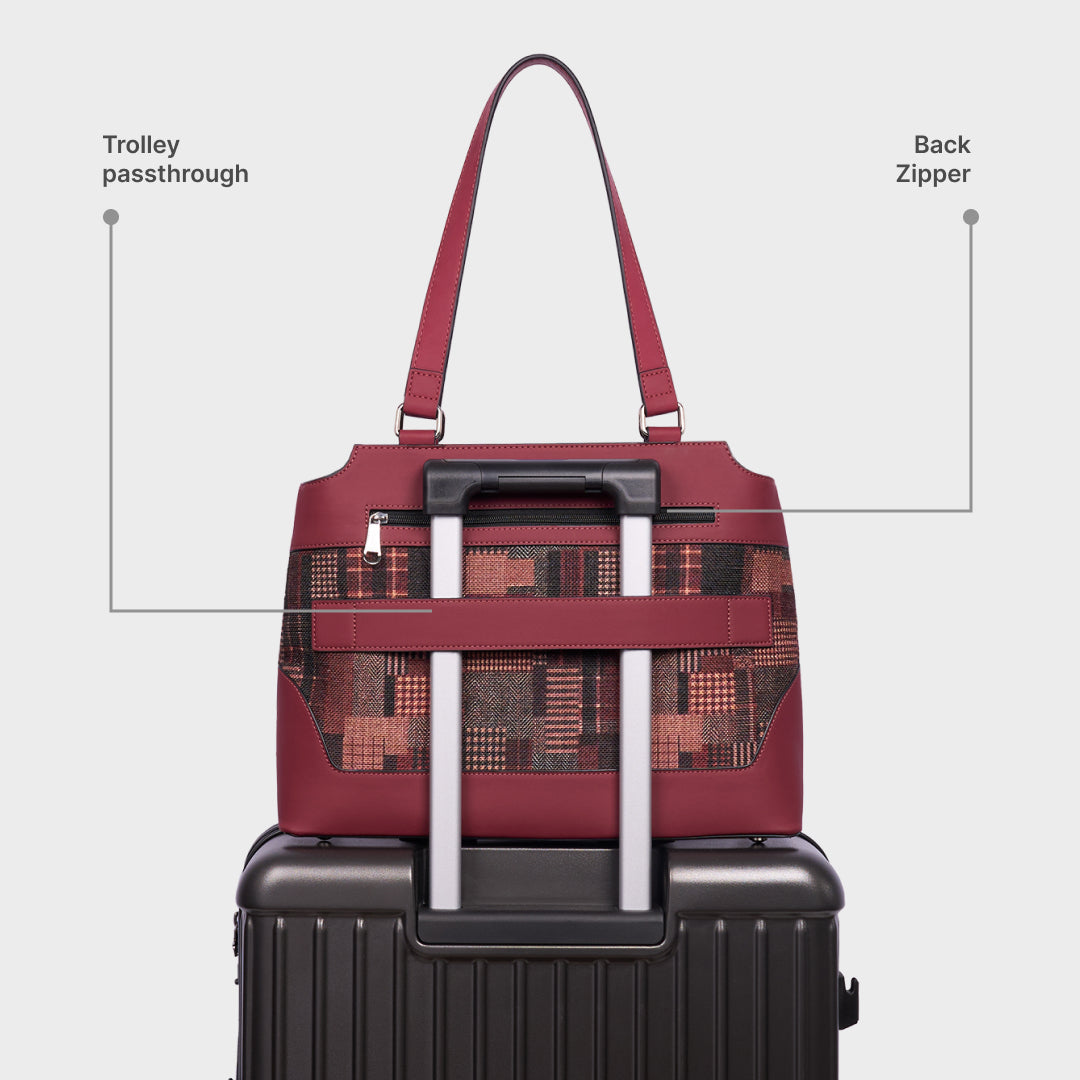 Chirala Plaid Studio Office Bag (Cranberry)