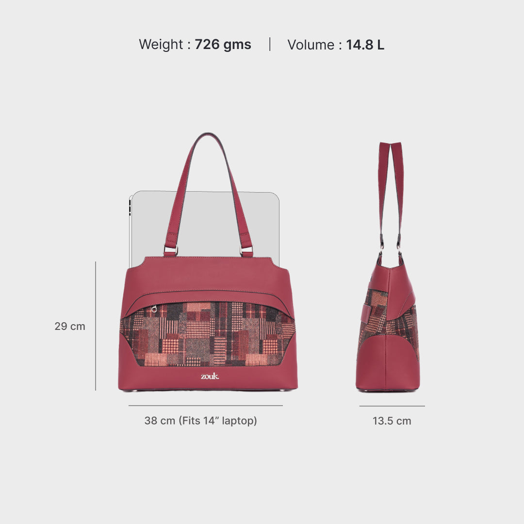 Chirala Plaid Studio Office Bag (Cranberry)