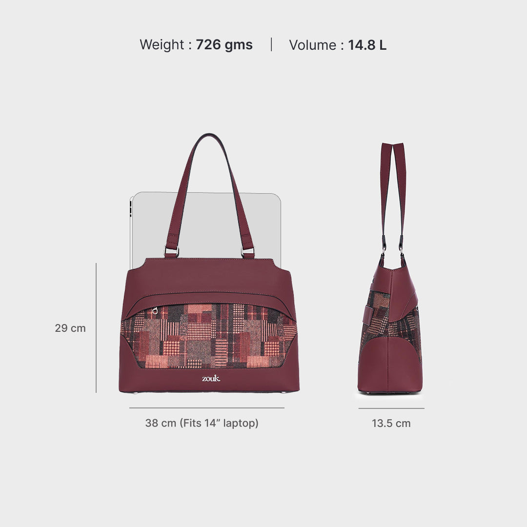 Chirala Plaid Studio Office Bag (Cranberry)