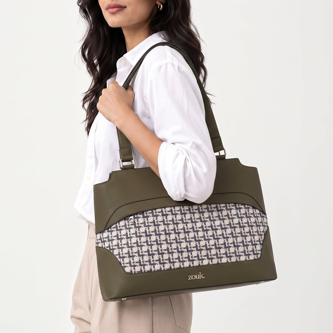Carter Checks Studio Office Bag (Olive)