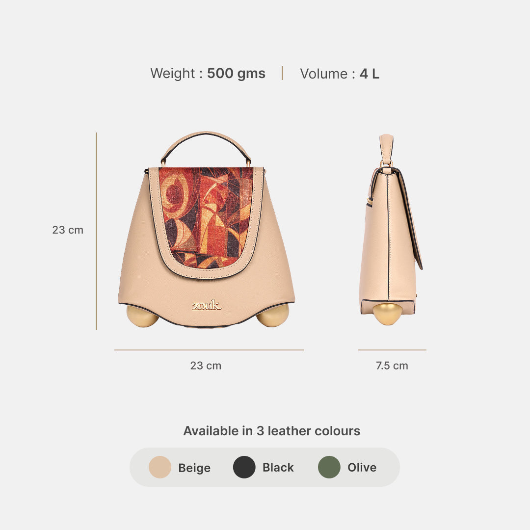 Auric Svara Sling Bag (Beige Saffiano)