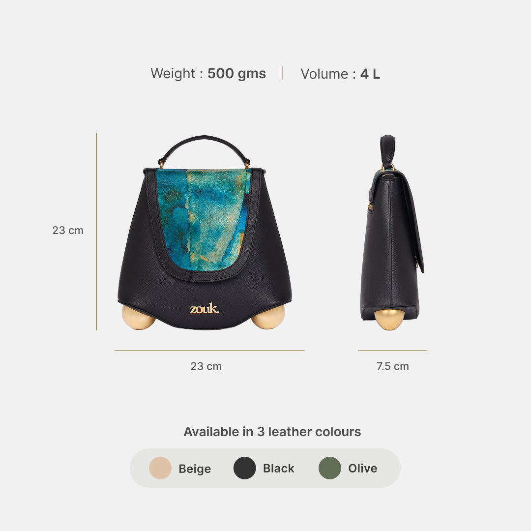 Opalite Svara Sling Bag (Black Saffiano)