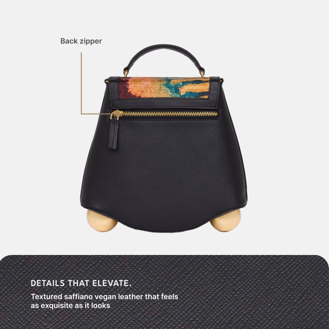 Quartz Svara Sling Bag (Black Saffiano)