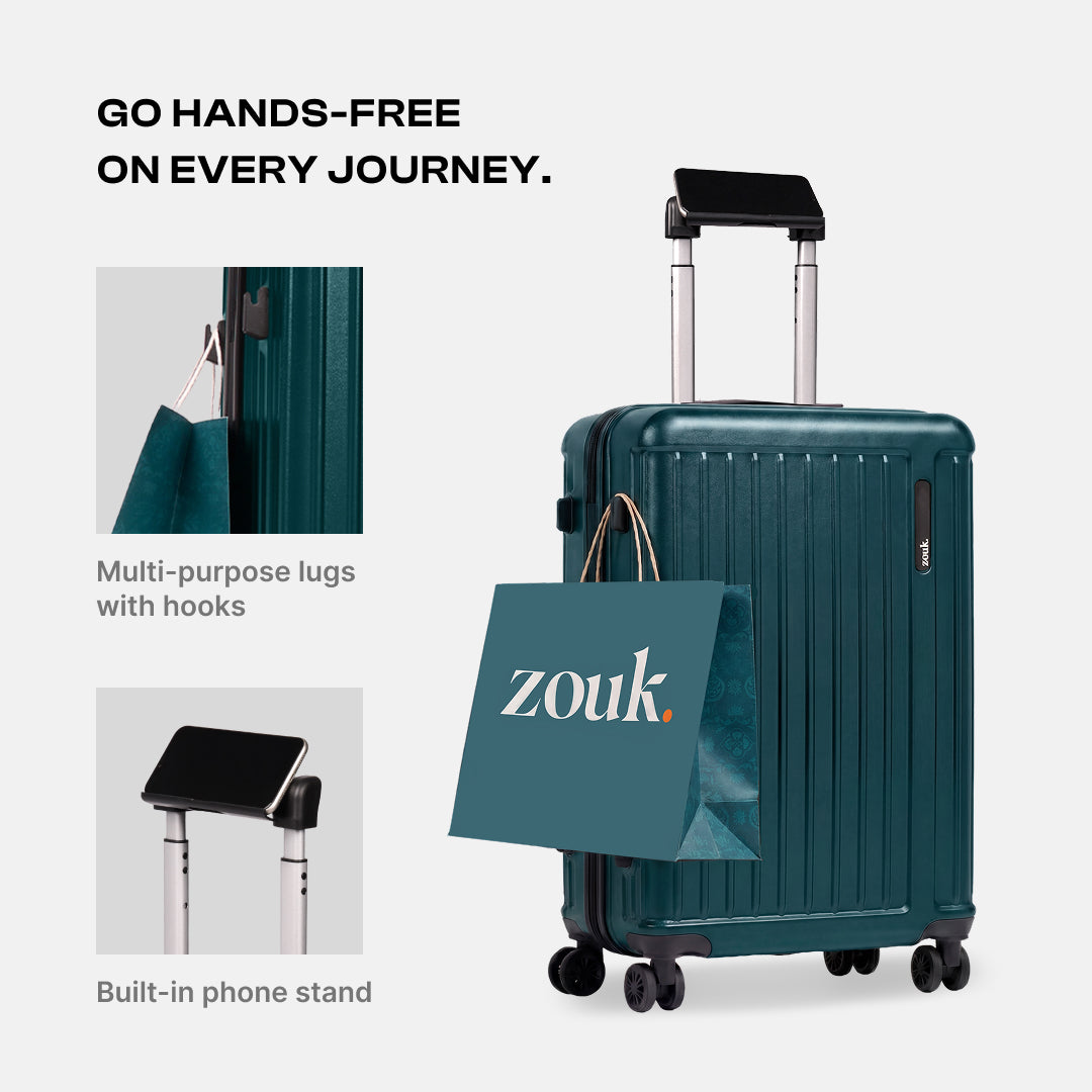 Dark Olive Sahana Trolley Bag - Set of 2 (Cabin + Medium)