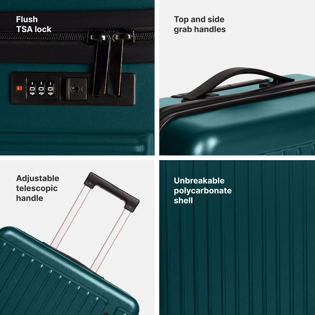 Dark Olive Sahana Trolley Bag - Set of 2 (Cabin + Medium)