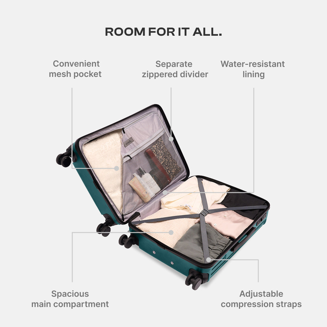 Dark Olive Sahana Trolley Bag - Set of 2 (Medium + Large)