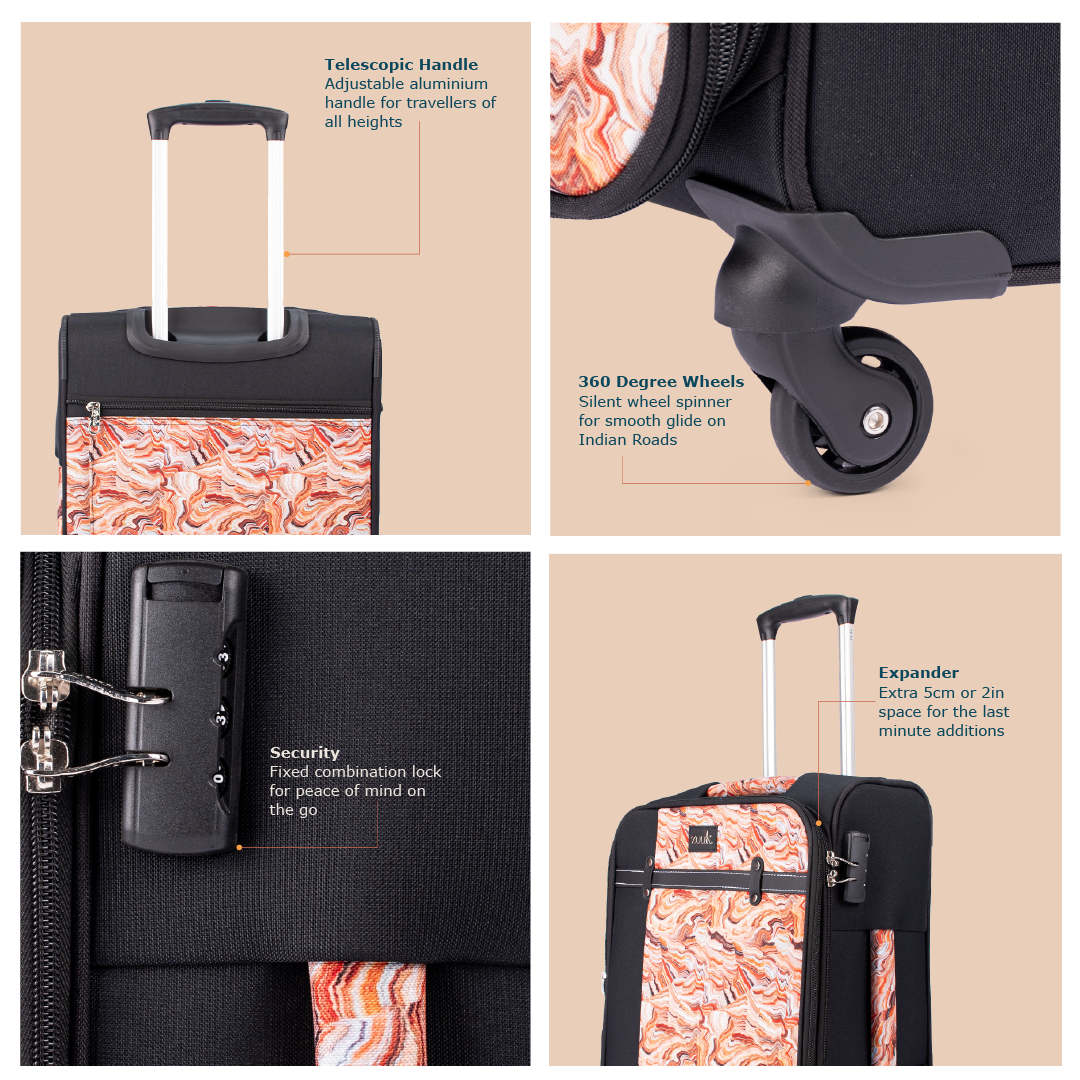 ZIP-Nicobar Coral Saira Trolley Bag - Black