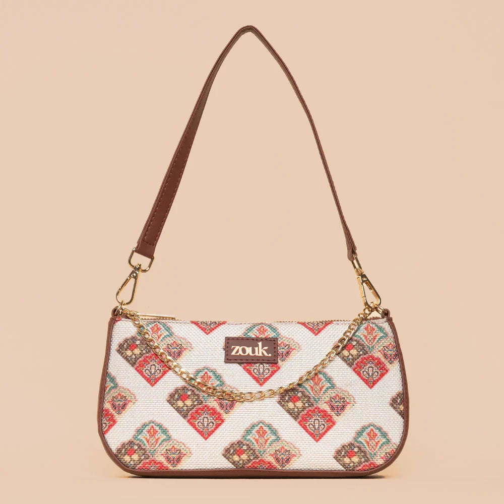 ZIP-Seashell Motif White Baguette