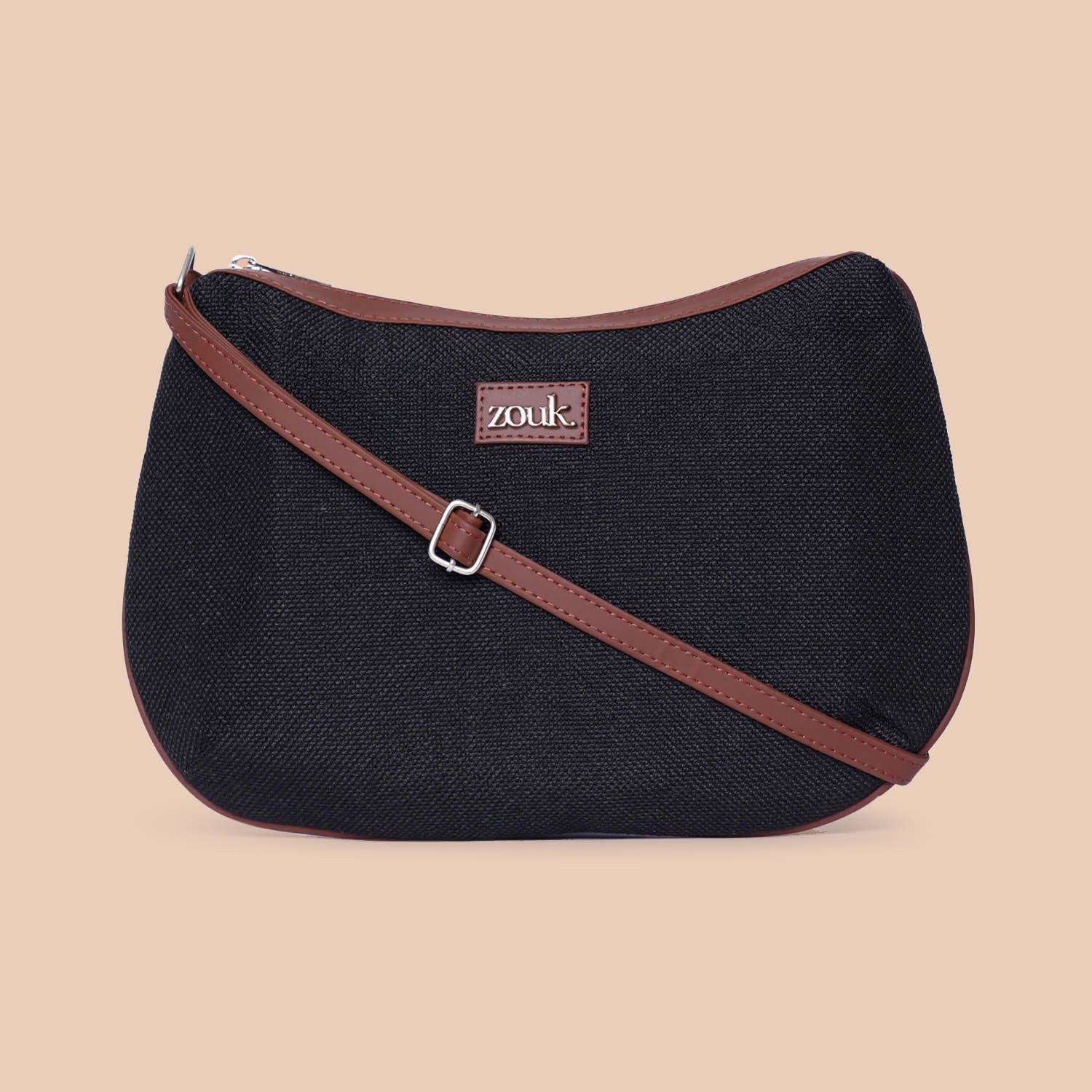 Jet Black Structured Shoulder Bag