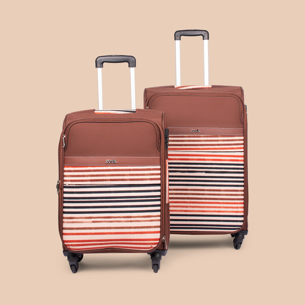 Qutub Stripes Avasa Trolley Bag Combo (Cabin Medium)