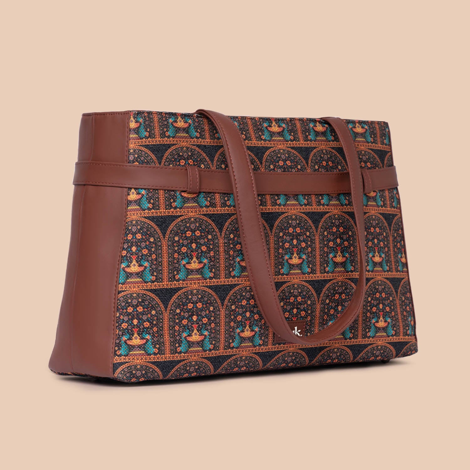 Royal Indian Peacock Motif Statement Office Bag