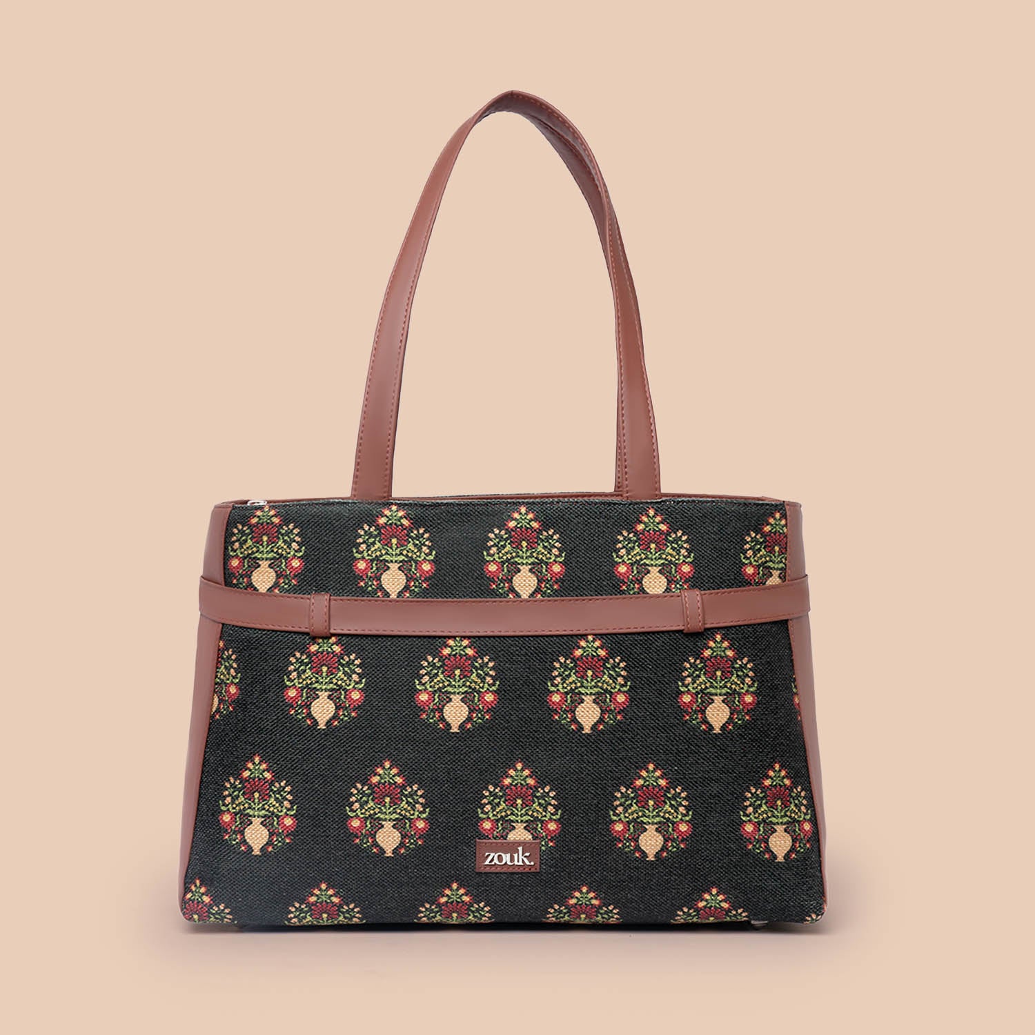 Royal Green Mogra Print Statement Office Bag