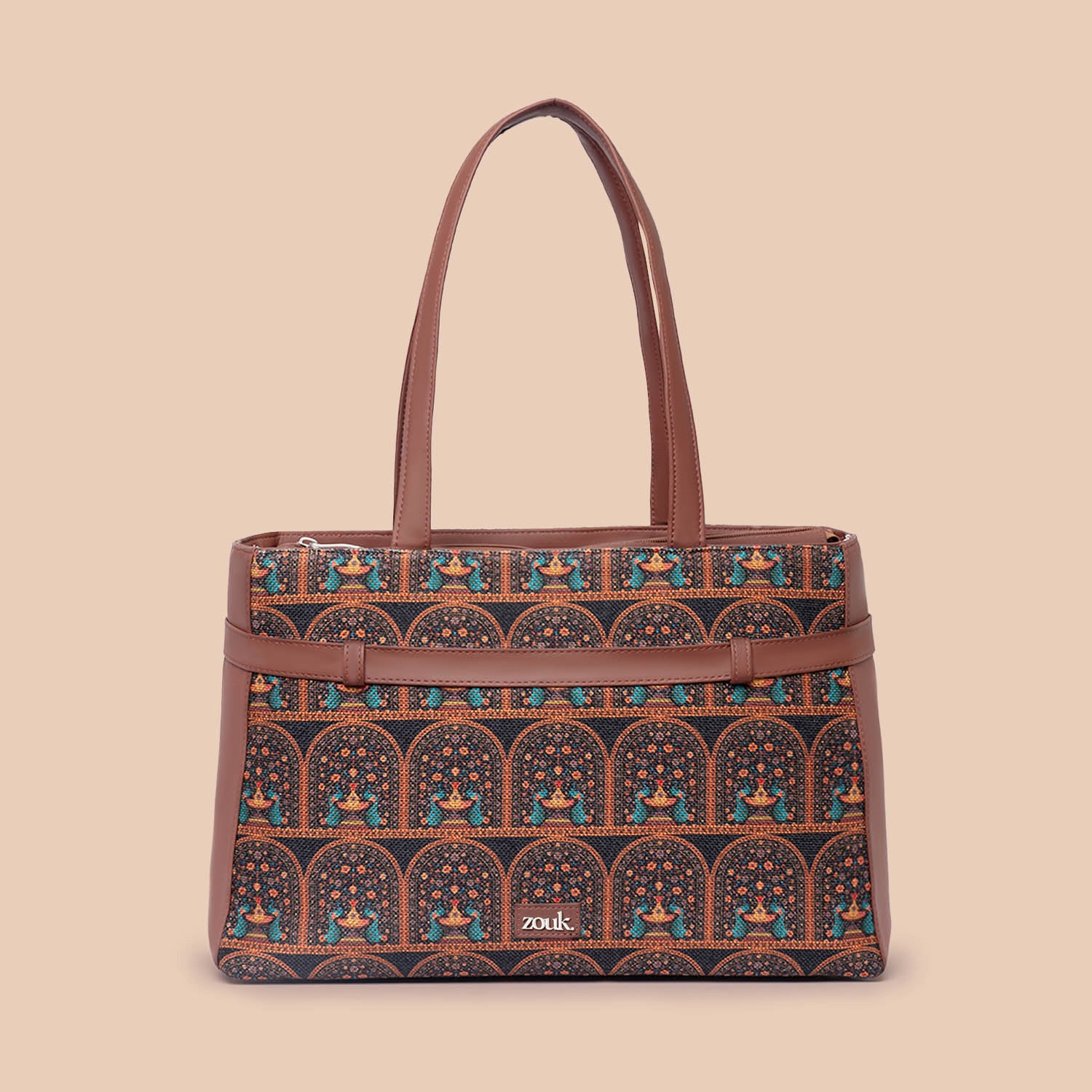 Royal Indian Peacock Motif Statement Office Bag