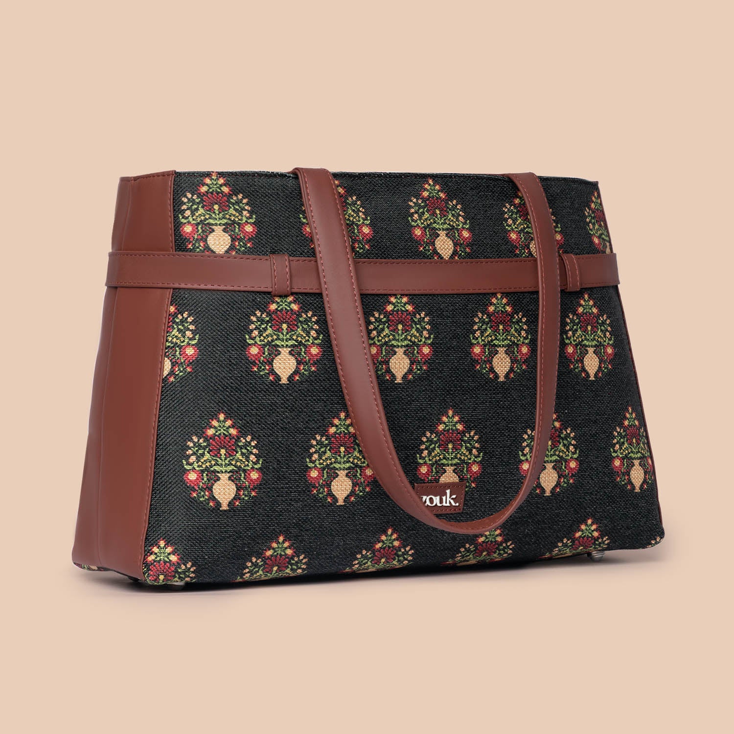 Royal Green Mogra Print Statement Office Bag