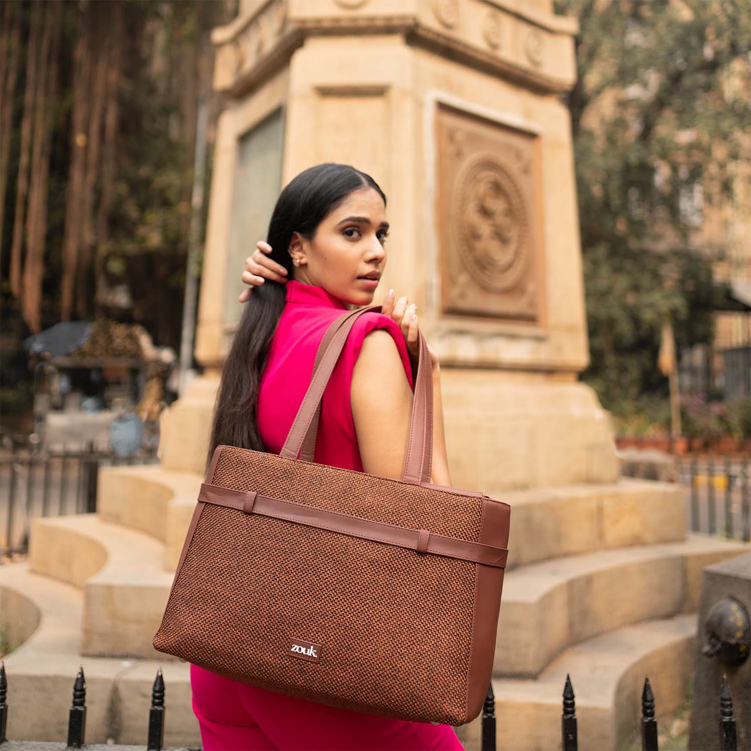 Brown Metal Statement Office Bag